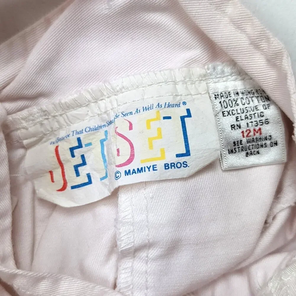 Vintage Jet Set Shorts Baby Girls Size 3m Light Pink Suspender
